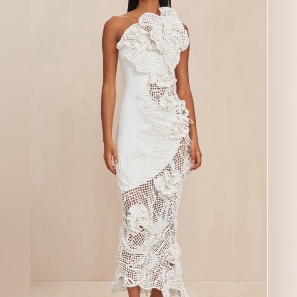 Cult Gaia Galla Crochet Maxi Dress in White